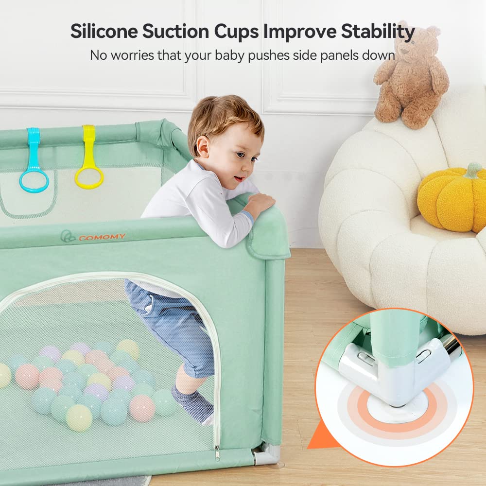 COMOMY Playpens for Babies and Toddlers, Small Baby Play Pens, Activity Center for Safe and Non-Slip Baby Fence, Full Mesh Design, Indoor & Outdoor Kids Activity Center (Dark Grey, 36"x36")
