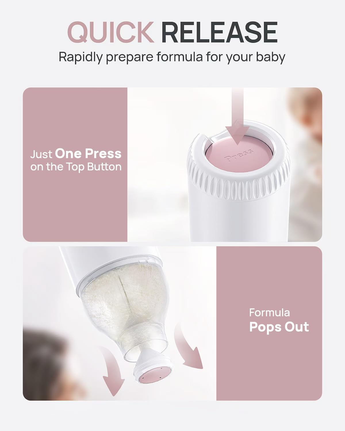 CozyStyle Baby Formula Container, Quick Release Milk Powder Holder, Formula Dispenser Portable for Outdoor Travel