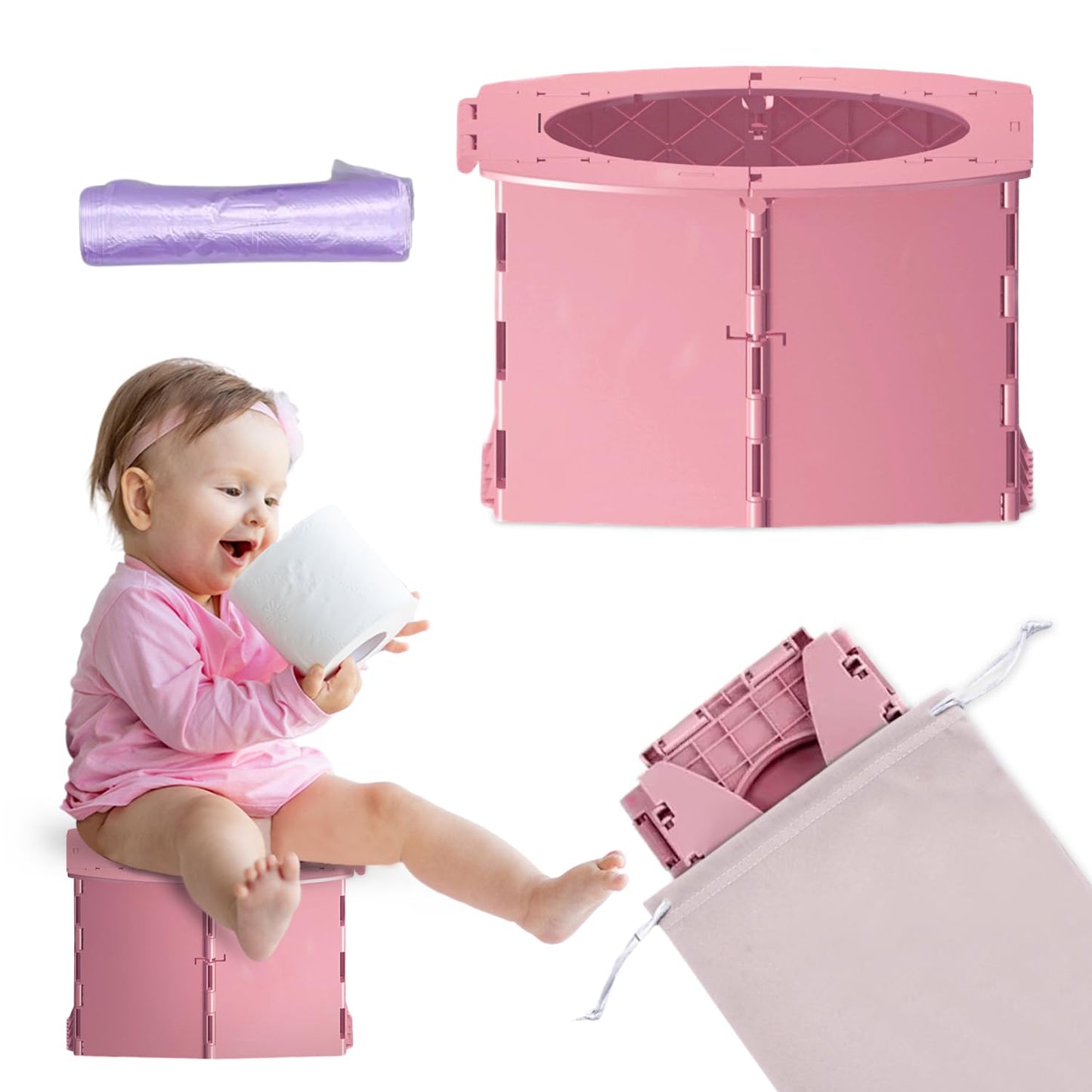 Teo - Portable Toddler Travel Potty – Foldable, Lightweight, Leak-Proof Toilet for Kids with Travel Bag & Disposable Liners – Compact Potty Chair for Home & On-the-Go Use (Sailboat Blue)