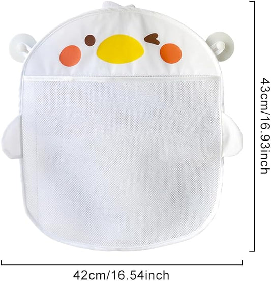 EMVANV Mesh Bath Toy Organizer，Wth 2 Suction Cups Hanging Mesh Bathtub Toy Holder for Kids and Baby Compatible with Bath Toy Storage(White)