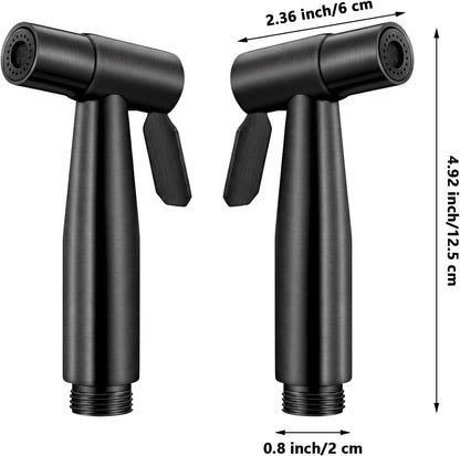 Mudder 2 Pieces Bidet Sprayer Head Stainless Steel Bidet Attachment for Toilet Handheld Cloth Bathroom Diaper Sprayer for Kitchen Adjustable Water Pressure Control (Black)