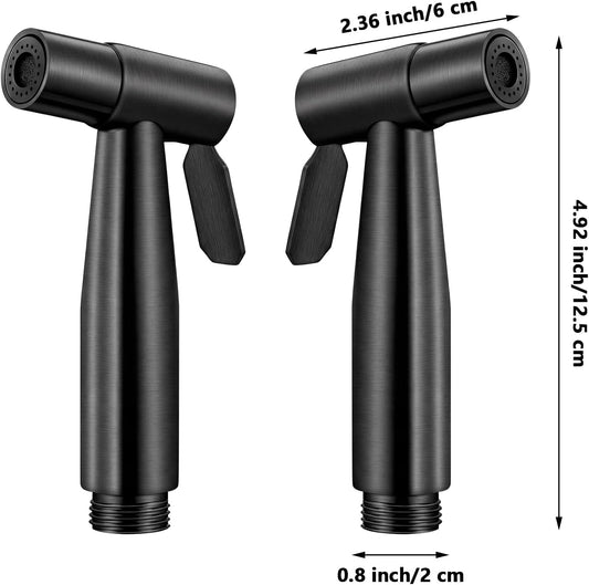 Mudder 2 Pieces Bidet Sprayer Head Stainless Steel Bidet Attachment for Toilet Handheld Cloth Bathroom Diaper Sprayer for Kitchen Adjustable Water Pressure Control (Black)