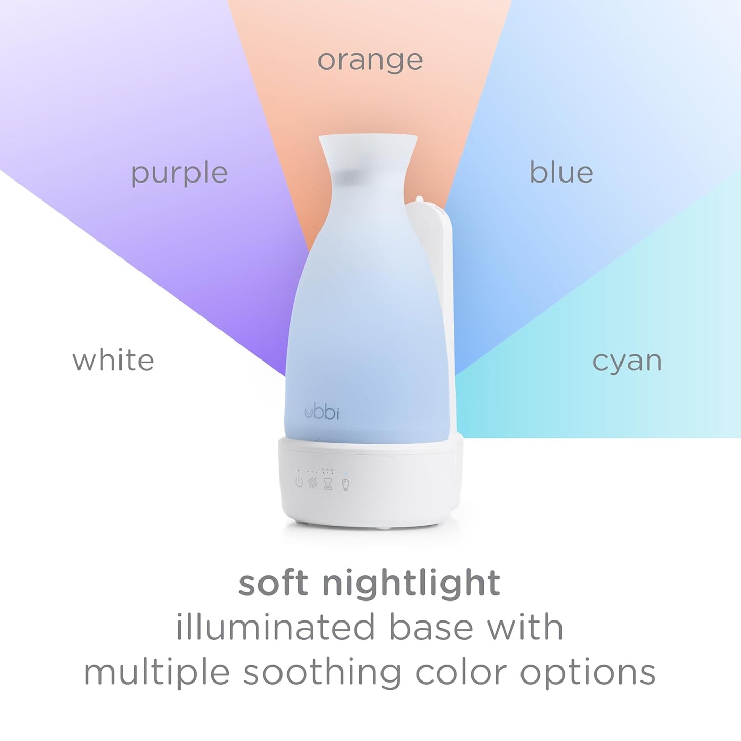 Ubbi Ultrasonic Humidifier, Easy Top-Fill Design, Adjustable Mist Control, Soft Night Light Glow and Quiet Operation for Nursery and Bedroom