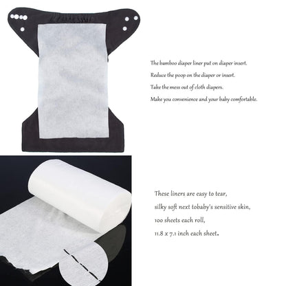 ALVABABY Diaper Liner for Baby Cloth Diapers Natural Soft Disposable Diaper Liners 11.8x7.1 Inch Fragrance Free Chlorine Free 400 Sheets