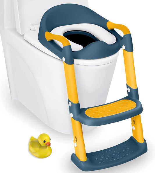 JASSONE® Potty Training Seat, Toddler Step Stool, 2 in 1 Potty Training Toilet for Kids, Baby Seat with Splash Guard and Anti-Slip Pad for Boys Girls Potty Training, Grey