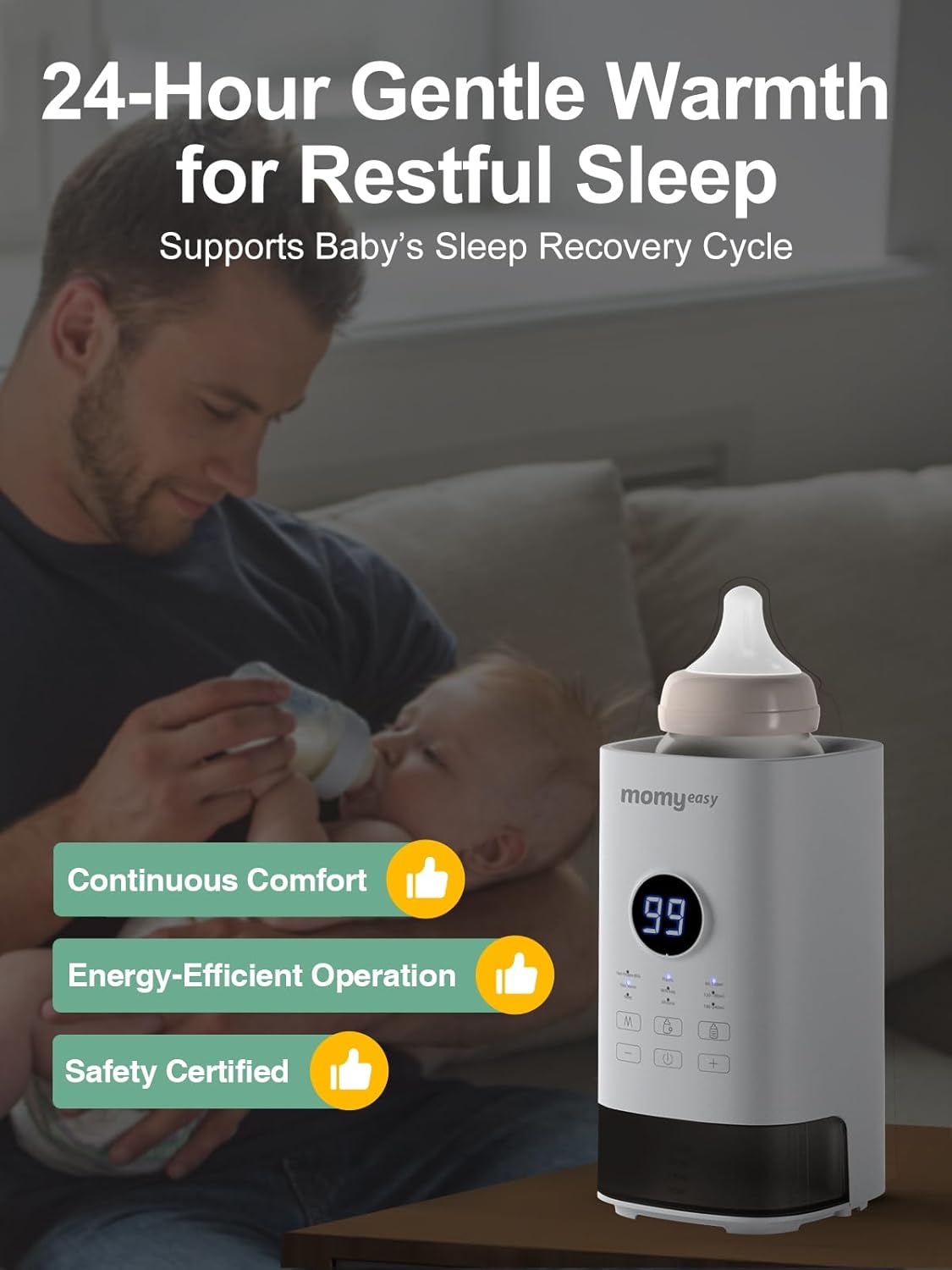 MOMYEASY Fast 2-Minute Baby Bottle Warmer - Steam Heating for Breastmilk & Formula, Fits All Bottles, Precise Temp Control with Timer, Auto Shut-Off