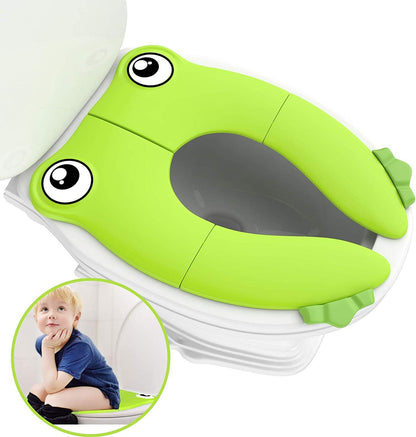 Toilet Potty Training Seat Cover, Travel Toilet Seat, Folding Non Slip Silicone Pads, Travel Portable Reusable Kids Toddlers Boys Girls, Carry Bag (Yellow - Duck)