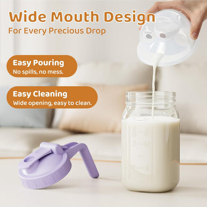OneDream Breast Milk Pitcher 32oz Glass Pitcher with Lid, Formula Pitcher Leakproof Drip-Free Spout, Wide Mouth Mason Jar Pitcher for Easy Pouring, Dishwasher Safe Breastmilk Storage Pitcher