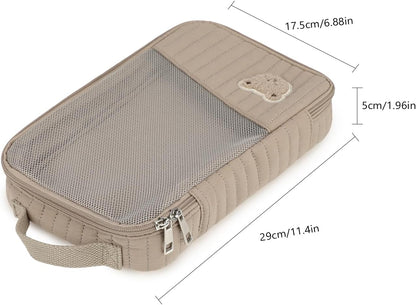 MOMIGO Baby Diaper Bag Organizer Pouches Waterproof Mini Diaper Bag - 2 pcs/set Foldable Hanging Bag Reusable, Washable or Cloth Diapers, with Gift for Baby Shower (Khaki（A）)