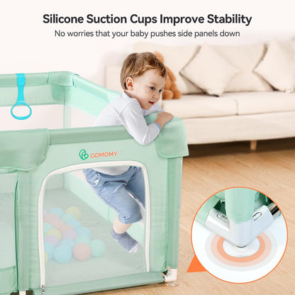 COMOMY Playpens for Babies and Toddlers, Small Baby Play Pens, Activity Center for Safe and Non-Slip Baby Fence, Full Mesh Design, Indoor & Outdoor Kids Activity Center (Dark Grey, 36"x36")