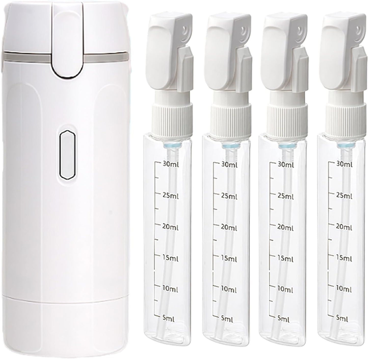 4 in 1 Travel Dispenser Bottle, 4 Pack 30ML Refillable Travel Formula Dispenser Bottles Pump, for Toiletries, with Scale Label Shampoo Lotion Conditioner Cream Storage (Green*2)