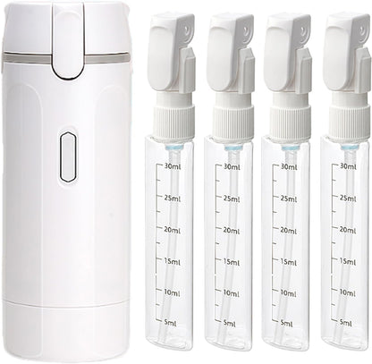 4 in 1 Travel Dispenser Bottle, 4 Pack 30ML Refillable Travel Formula Dispenser Bottles Pump, for Toiletries, with Scale Label Shampoo Lotion Conditioner Cream Storage (Green*2)