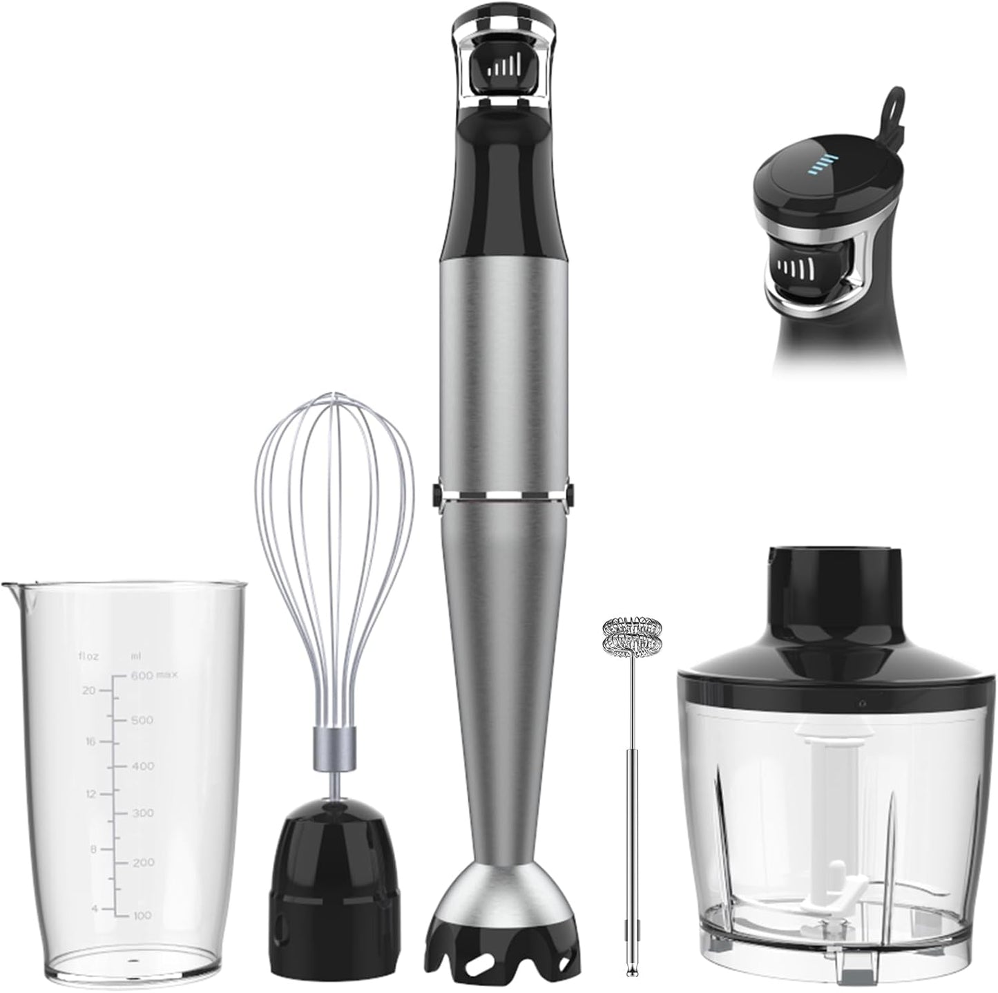 Turelar Immersion Blender Handheld Corded Hand Blenders Set 1100W, Trigger Variable Speed 5 in 1 Stick Emulsifier with Chopper, Whisk and Frother for Soup, Baby Food and Smoothies, Orange