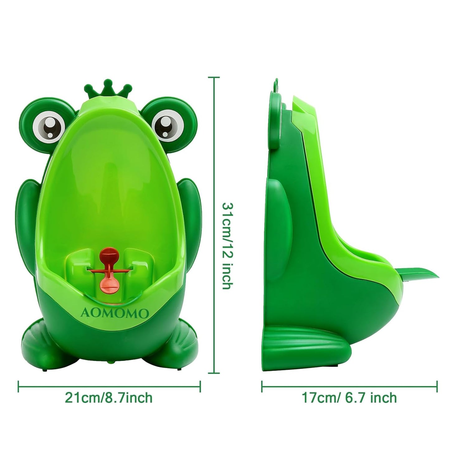 Frog Pee Training Urinal, Cute Frog Potty Training Urinal for Toddler Boys with Funny Aiming Target, Green Toilet Trainer (Green)