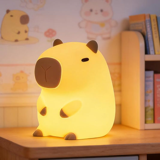 FAMIDUO Capybara Night Light for Kids,Safe Squishy Silicone Nursery Light with Timer,Dimmable & Rechargeable Touch Bedside Lamp, Cute Capybara Gifts for Boys Girls Toddlers, Baby & Kids Room Decor