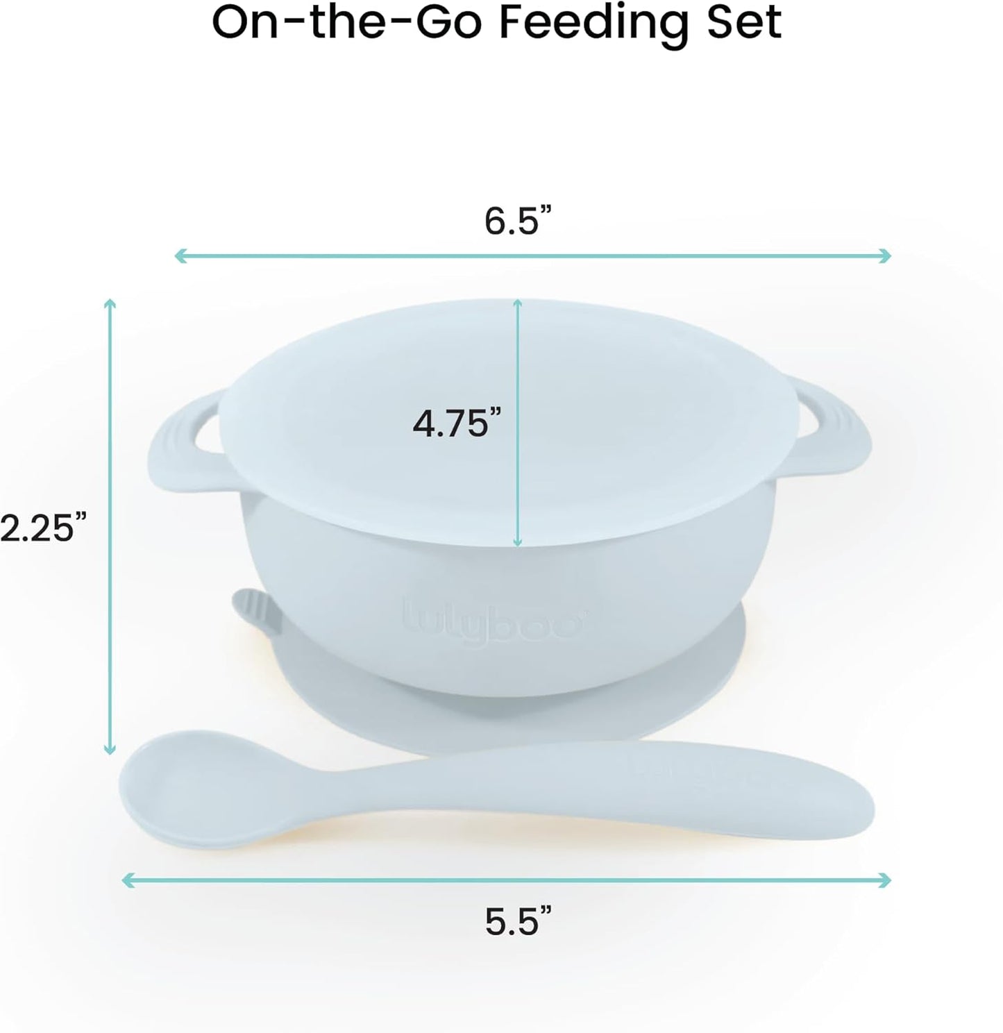 Lulyboo Silicone Baby Feeding Bowl with Handles, Lid & Spoon - Packable, Spill-Proof, Dishwasher Safe, Non-Slip Suction, for Toddlers 6+ Months (Ivory)