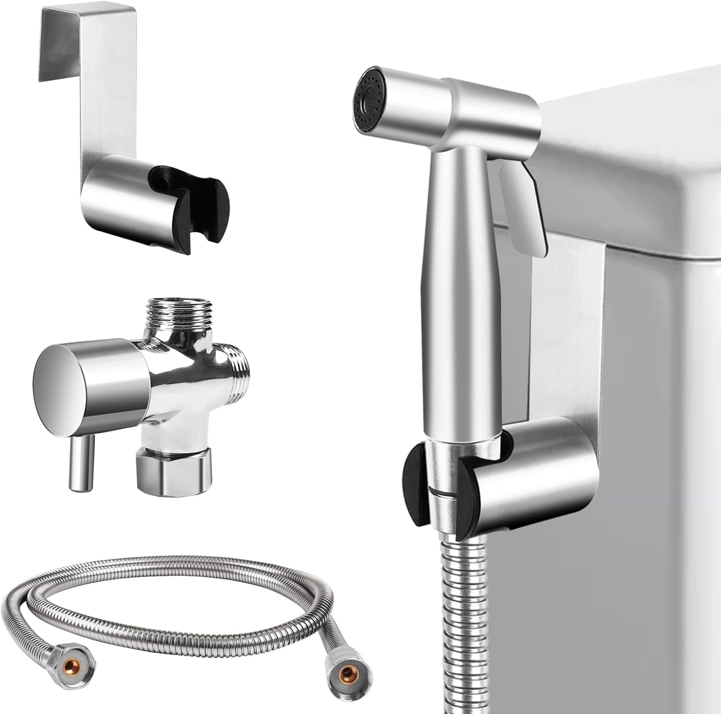Handheld Toilet Bidet Sprayer for Toilet, Adjustable Water Pressure Control with Complete Bidet Spray Hoses Kit for Feminine Wash, Cloth Diaper Sprayer for Baby Wash