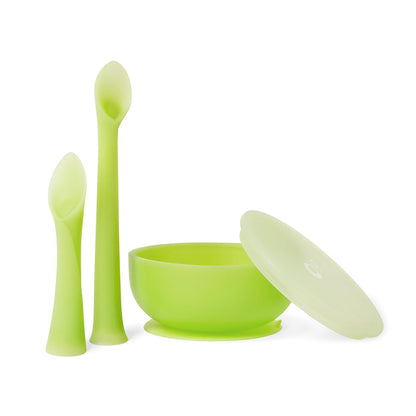 Olababy Baby Led Weaning Advanced Feeding Set – Silicone Training Spoon & Suction Bowl with Lid, BPA Free Self-Feeding Set for Babies 6+ Months (2 Piece)
