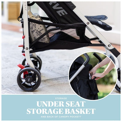 Baby Delight | Swerve Stroller | Lightweight | for Travel & Everyday | Multi-Position Recline | Compact Fold | Extra Storage | Tan