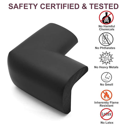 Baby Proofing Edge Corner Protector, 20.5 ft (18.1ft Edge + 8 Corners) Baby Proof Corner Guards,Thick Table Bumper Guard, 3M Pre-Taped Corners, Soft Rubber Foam Guard Heavy-Duty Black
