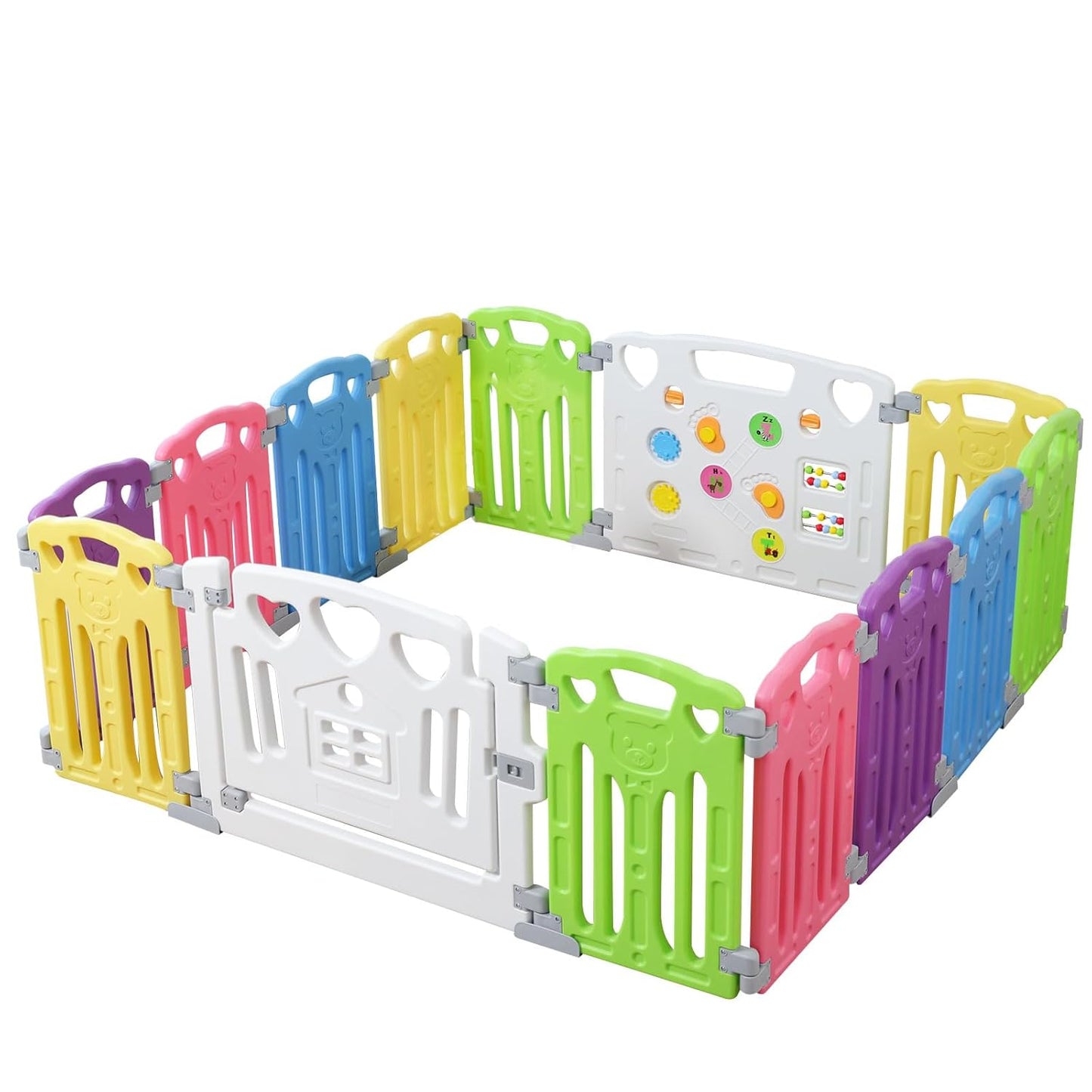 Baby Playpen Kids Activity Centre Safety Play Yard Home Indoor Outdoor New Pen (Multicolour) (White) (Macarons Classic Set 14 Panel)
