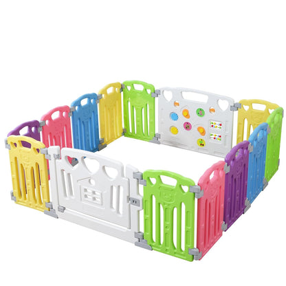 Baby Playpen Kids Activity Centre Safety Play Yard Home Indoor Outdoor New Pen (Multicolour) (White) (Macarons Classic Set 14 Panel)