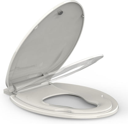 Toilet Seat Round,Toilet Seat with Toddler Seat Built in, Potty Training Toilet Seat Round Fits Both Adult and Child, with Soft Close,Easy Install and Clean - White, Round