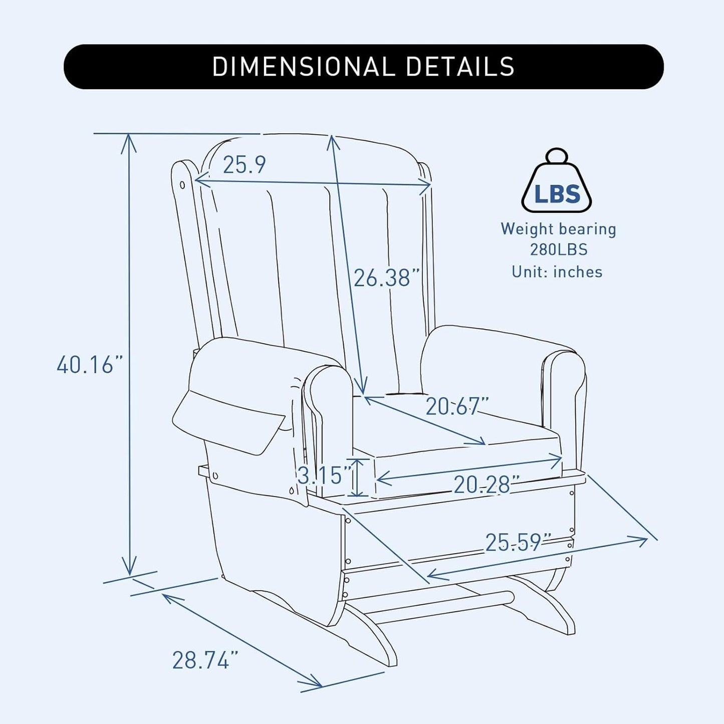 Rustic Rubber Wood Glider and Ottoman Set, Nursery Glider Chair for Breastfeeding and Relaxing, Comfortable Rocking Chair for Living Room and Bedroom（Tan）