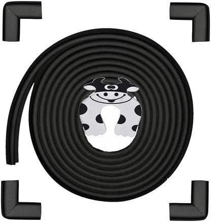 Baby Proofing Edge and Corner Guards, (16.4ft Edge + 4 Corners) Safety Furniture Bumper, Baby Corner Protector for Fireplace, Table, Stair, Cabinet, 3M Adhesive, Black