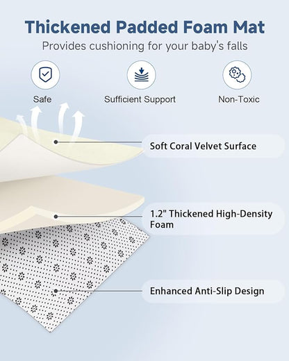 SEPARO Thick Baby Play Mat for Floor,50 x 50 Playpen Mat,Tummy Time Foam Mats,Ultra Soft Support & Plush Feel,Easy Care with Non-Slip Cushioned for Infant,Kids and Toddler Crawling,Beige