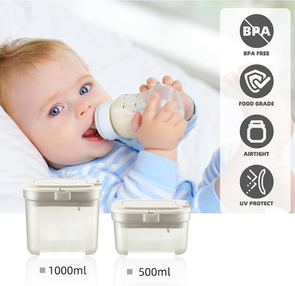 Shockproof Airtight Baby Formula Container with Scoop，Baby Formula Dispenser for Travel Outdoor Activities,BPA Free (Yellow, 1000ml)