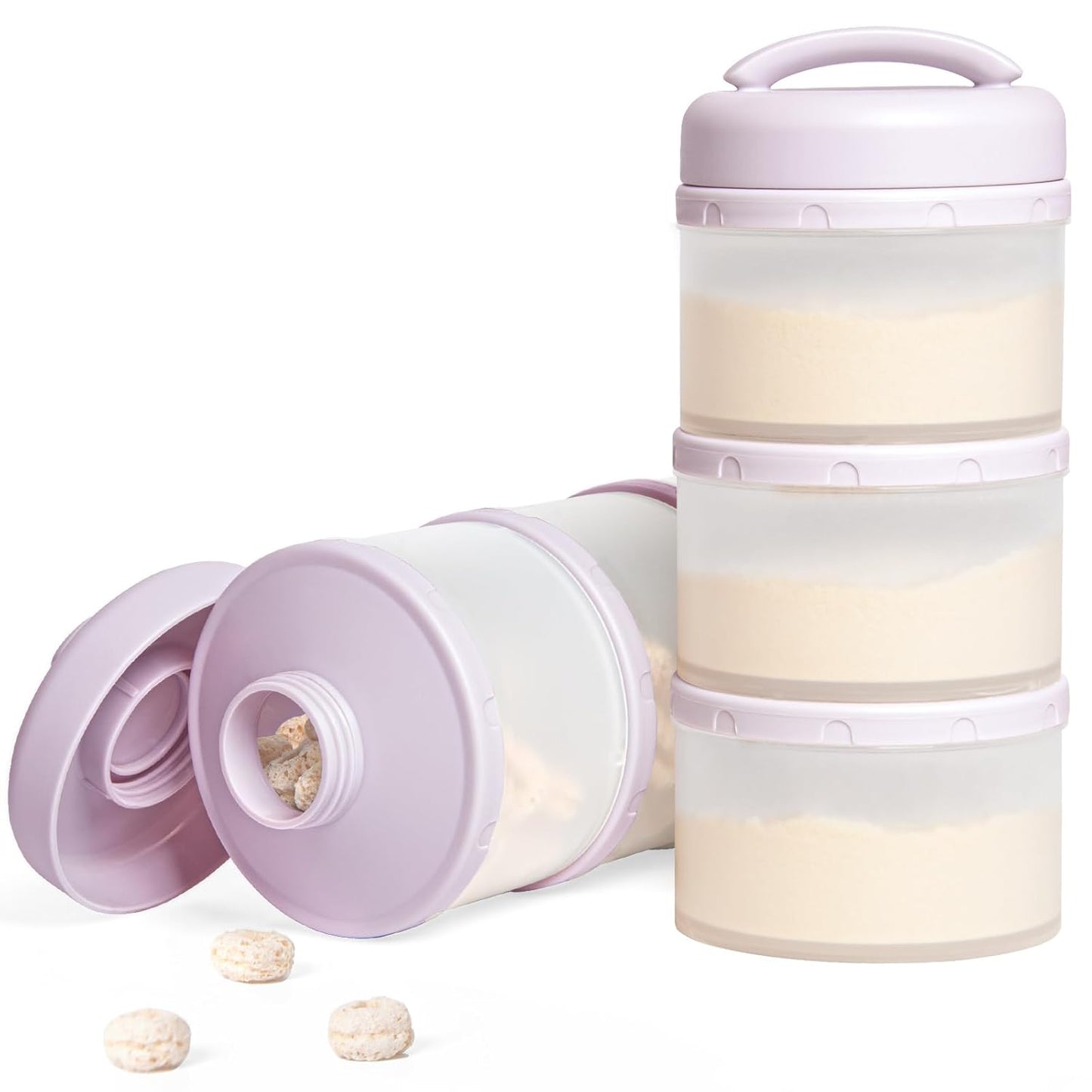 Termichy Stackable Formula Dispenser Portable Milk Powder Container, 2 Pack, Warm Grey