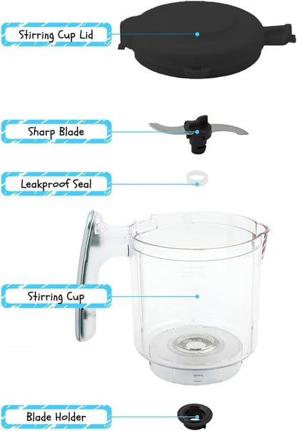 Replacement Stirring Cup & Blade with Steaming Basket for EVLA'S Baby Food Maker - Gray
