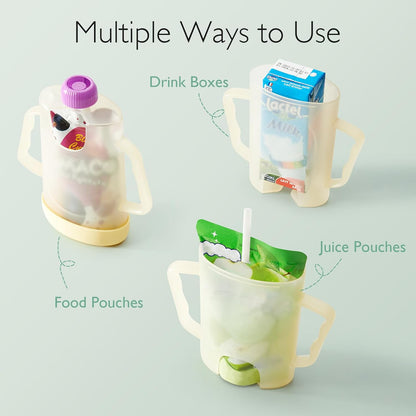 Momcozy Baby Pouch Holder No Squeeze, Baby Food & Juice Box Holder, Mess-Free, Easy Grip for Self-Feeding, BPA-Free & DEHP-Free, Must-Have for Babies, Green