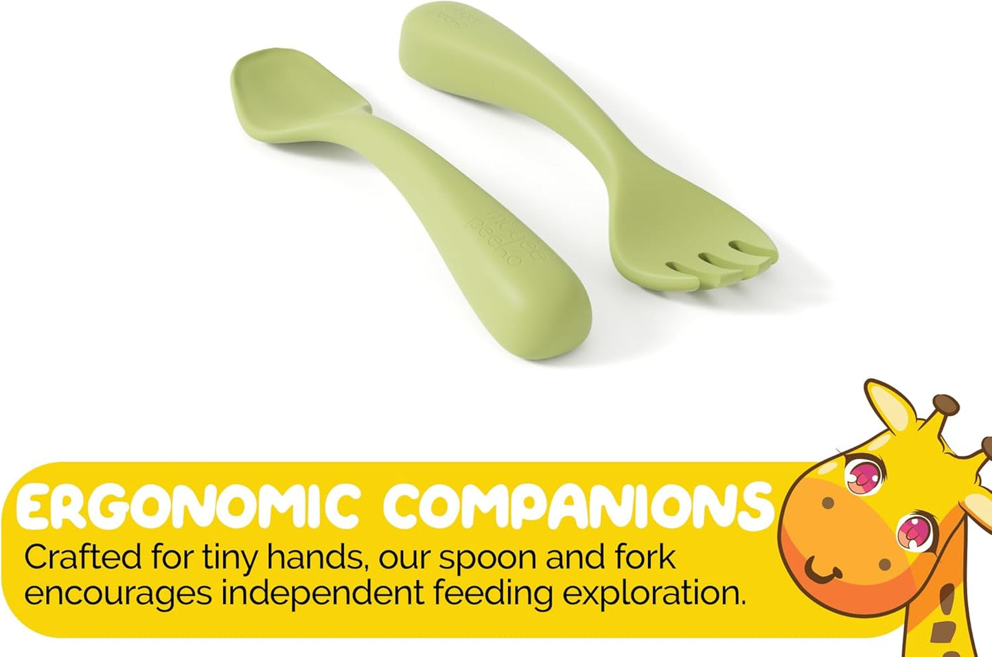 Toddler Necessities Baby Feeding Essentials Set for Baby in Green Color with Baby plates with Suction and Silicone Utensil Set - (3 Pieces)