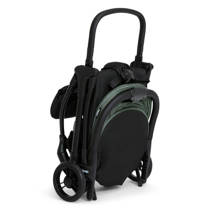 Jeep Altitude Compact Travel Stroller by Delta Children Greenguard Gold, Easy One Hand Fold, Lightweight, Extendable Canopy with Peek-a-Boo Window, Reclining Seat, 4 Wheel Suspension, Olive Green