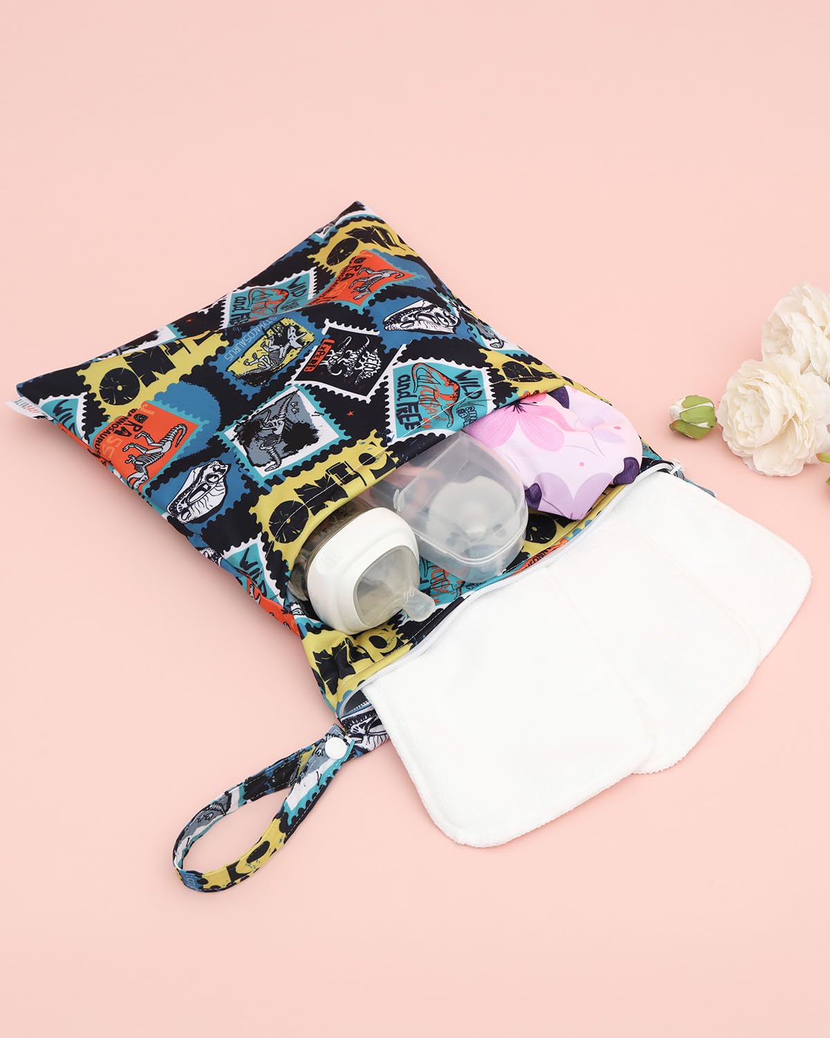ALVA ALVABABY 3 Cloth Diaper Wet Dry Bags Waterproof Reusable with Two Zippered Pockets Travel Beach Pool Daycare Soiled Baby Items Yoga Gym Bag for Swimsuits or Wet Clothes Small medium Large - Colors A