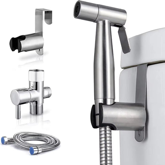 Handheld Toilet Bidet Sprayer – Adjustable Water Pressure Stainless Steel Bidet Attachment for Toilet, Feminine & Pet Wash Kit, Bathroom Hygiene Tool for Cloth Diaper Cleaning (Easy to Install)