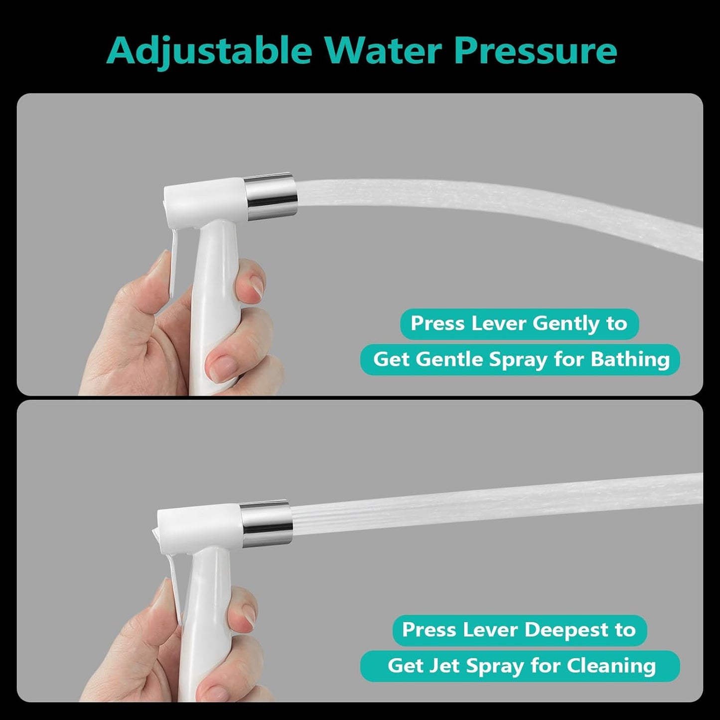 BARROCK Handheld Bidet Sprayer for Toilet, Stainless Steel Metal Made Baby Cloth Diaper Spraying Kit, Bathroom Toilet Bidet Attachment Set for Bathing Pets and Feminine Hygiene, Matte Black