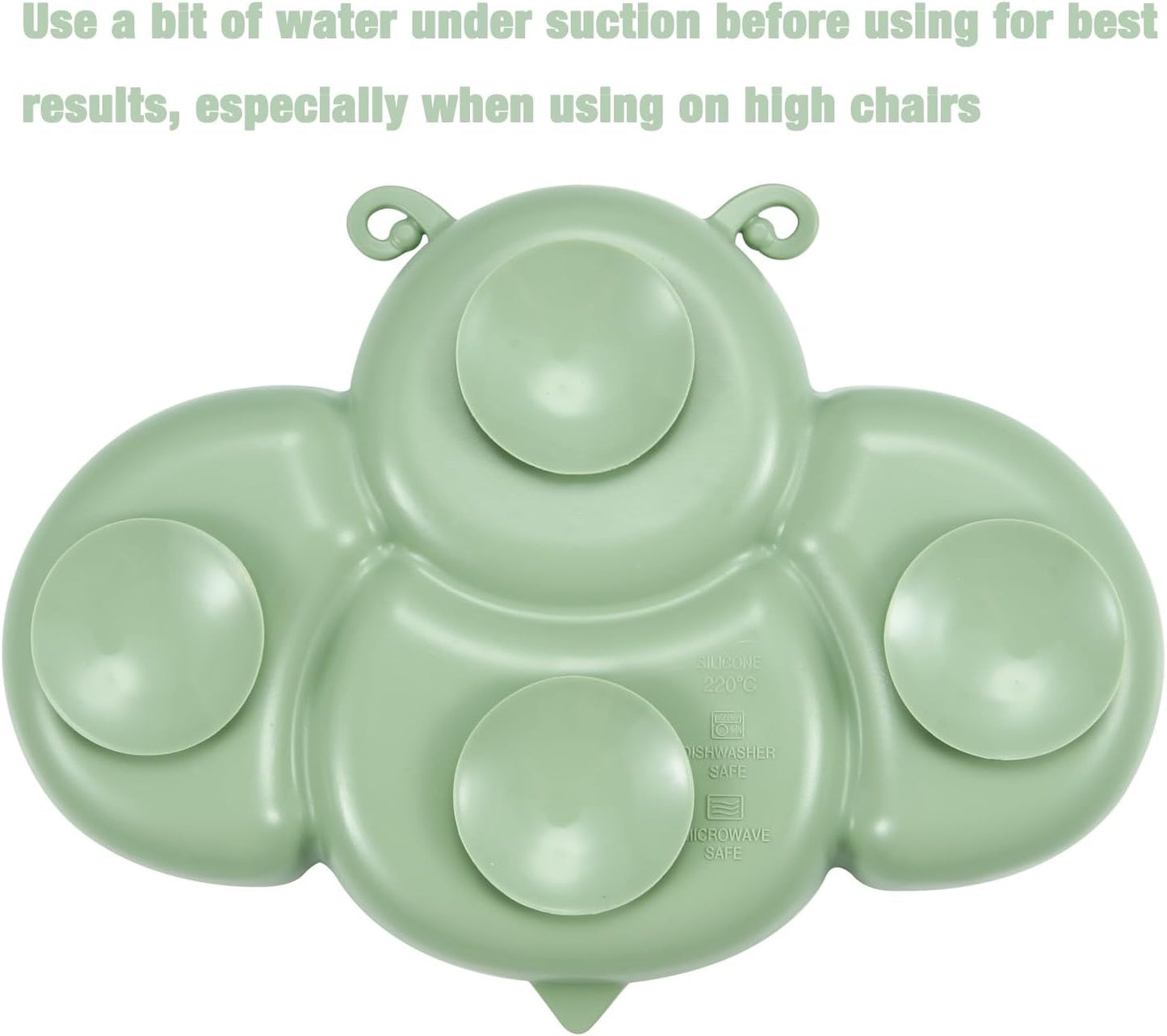 PandaEar 2 Pack Silicone Suction Plates for Baby, Divided Unbreakable Toddler Plate with 2 Pack Spoons for Self Feeding, Babies Utensils Feeding Set Baby Eating Supplies, Crab & Bee Shape -Blue&Green