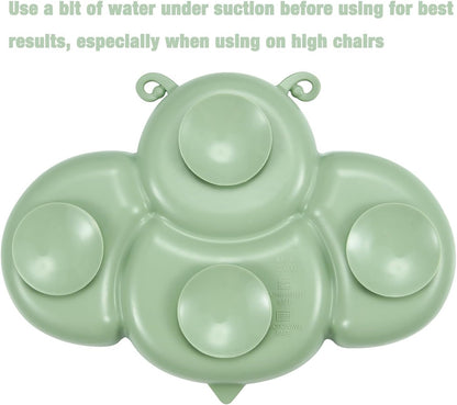 PandaEar 2 Pack Silicone Suction Plates for Baby, Divided Unbreakable Toddler Plate with 2 Pack Spoons for Self Feeding, Babies Utensils Feeding Set Baby Eating Supplies, Crab & Bee Shape -Blue&Green