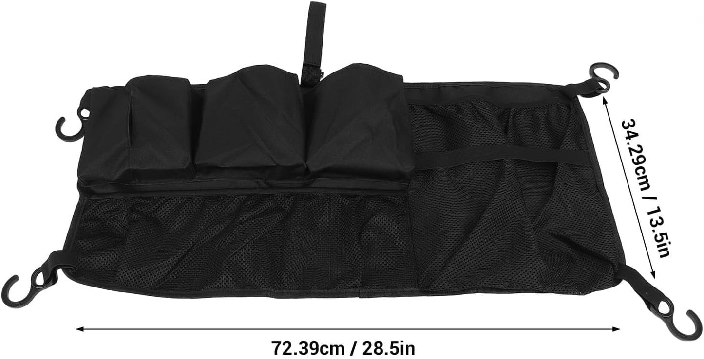 Folding Wagon Side Pocket, Oxford Cloth Stroller Wagon Cargo Net Side Caddy Organizer with Hooks, Hanging Storage Caddy Black