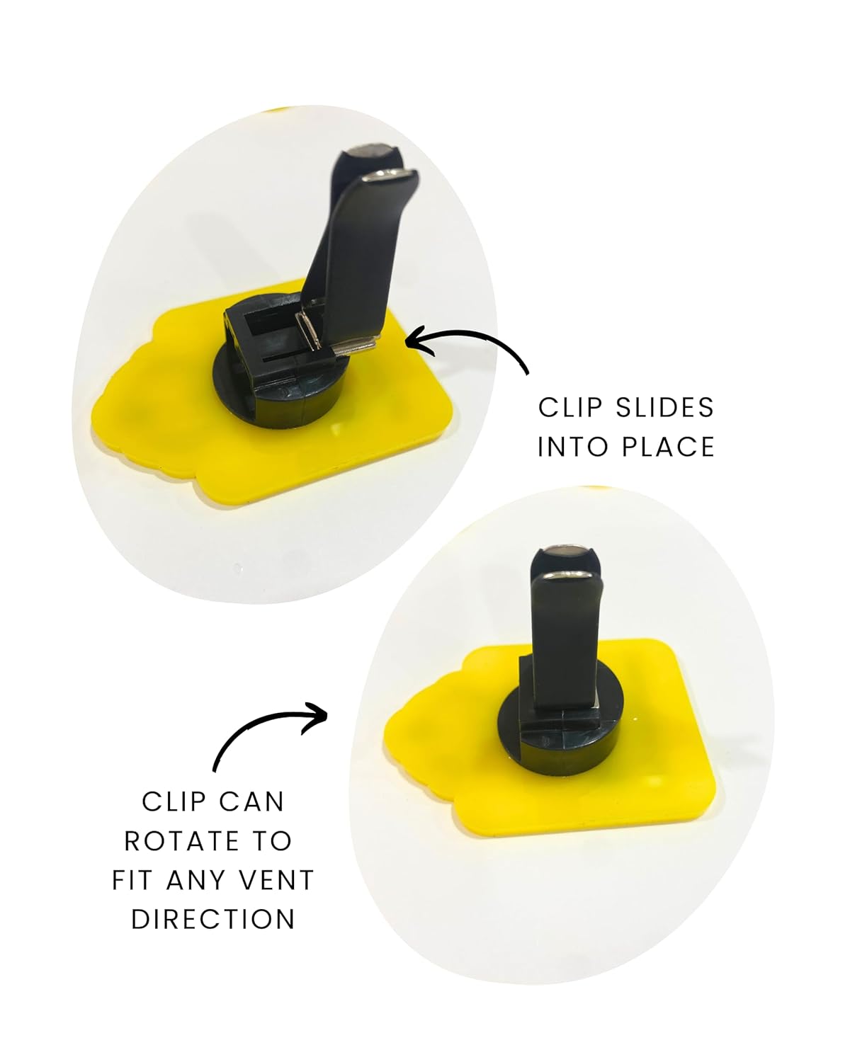Baby in Car Reminder Vent Clip - Removable Clip-On Sign for Infant Car Safety - Bright Yellow Portable Lightweight Handmade Baby in Vehicle Reminder