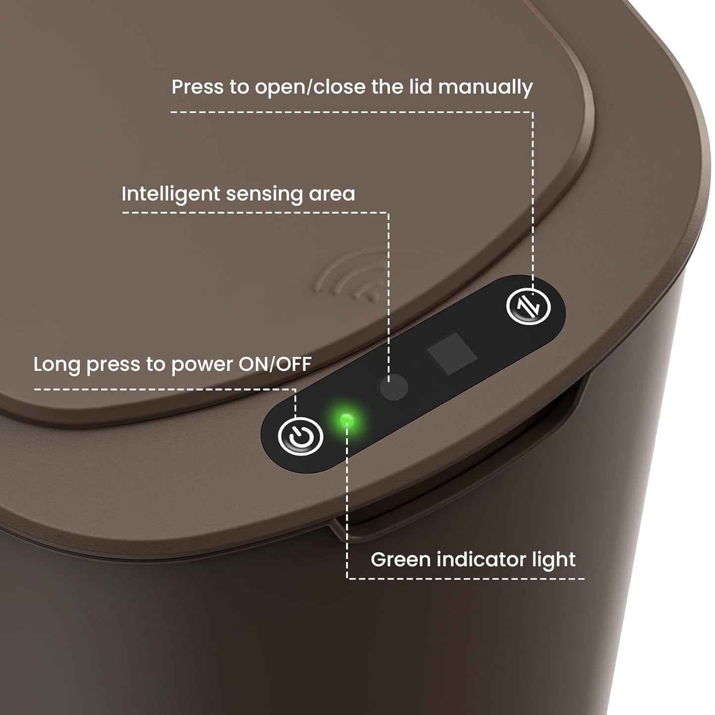 Cesun Motion Sensor Trash Can, 5 Gallon Automatic Bathroom Garbage Can with Lid, Touchless Smart Plastic Slim Wastebasket for Bathroom, Office, rv, Bedroom, Living Room, White