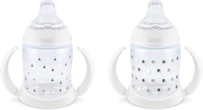 NUK Learner Cup, 5 Oz, Pack of 2, Pink Hearts, Soft Spout, Easy-Grip Handles, BPA Free, Spill Proof, Transition Sippy Cup