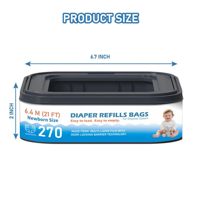 6 Packs Standard Square Refills Disposal Bags Refill Compatible with Diaper Genie Compact, Select Pails (Not Fit Classic Version Pails), Hold Up to 270 Newborn-Sized Diapers Per Refill
