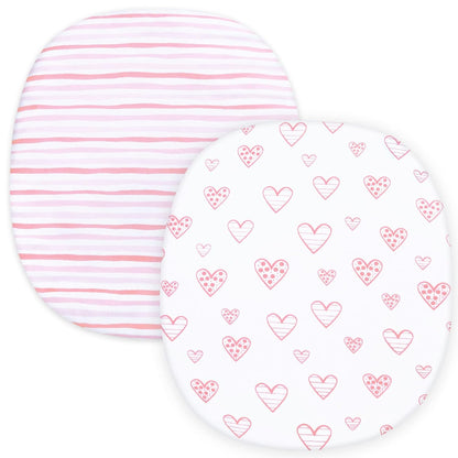 Bassinet Sheets Fit for Simmons Kids By The Bed City Sleeper Bassinet(Twins), Moses Basket and Hospital Bassinet, 100% Cotton, 2 Pack, Gray and White Print - Colors A