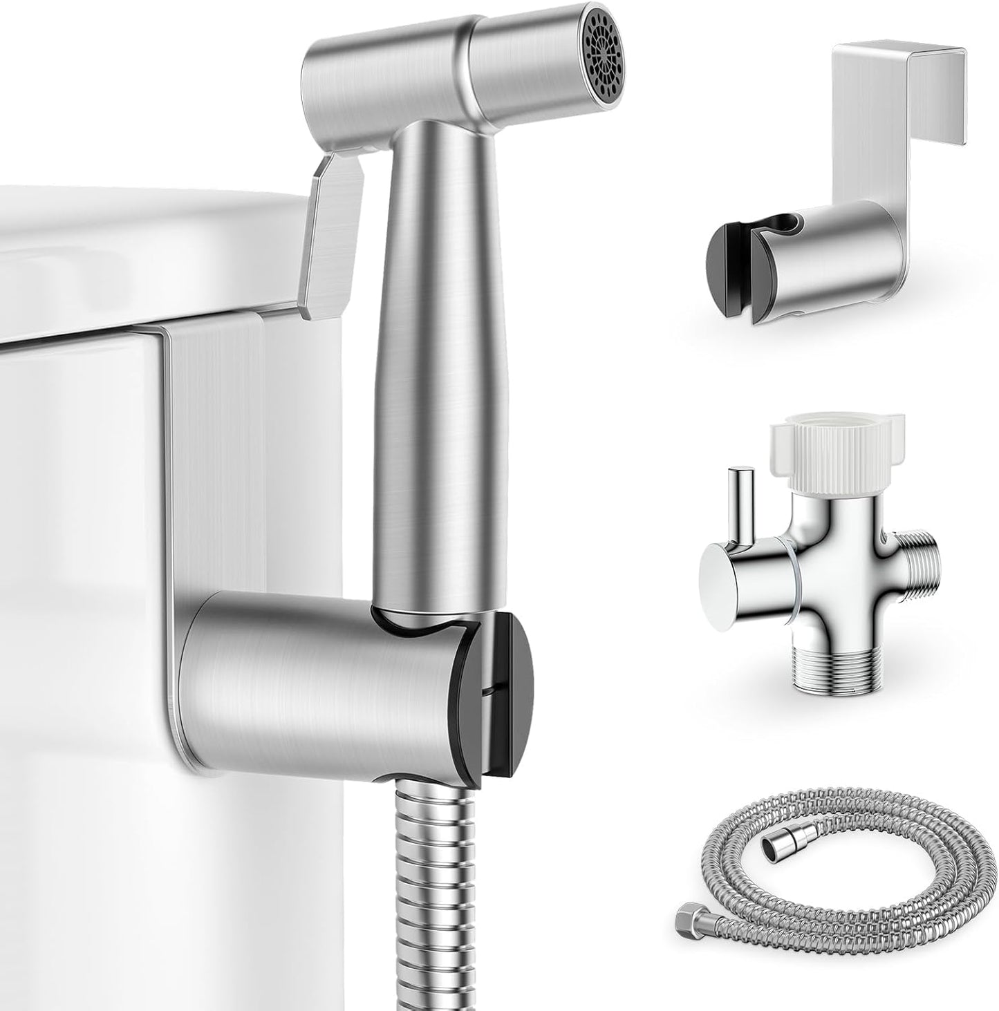 Handheld Bidet Sprayer for Toilet, Stainless Steel Jet Spray Kit Adjustable Pressure, Leak-Proof Jet Spray, Feminine Wash & Muslim Shower, Wall/Toilet Mount, Used for RV Toilets