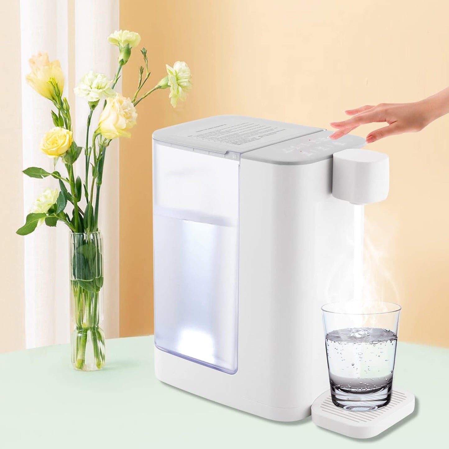 Instant Hot Water Dispenser 3L/102 OzCountertop Water Boiler & Warmer for Tea, Coffee and Baby Formula, Adjustable 5 Temperatures & 2 Water Outputs (White)