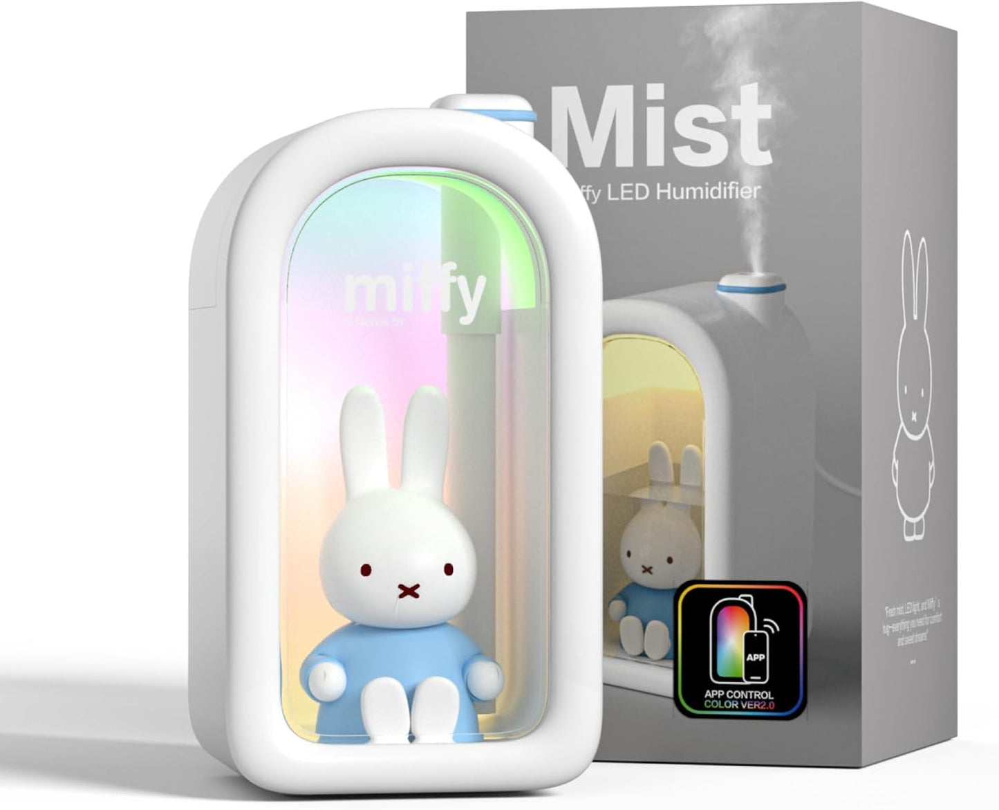 Mipow X Miffy Cool Mist Humidifier - Ultrasonic Quiet, Mini Cute Humidifier with Night Light, 380ml Humidifiers for Bedroom/Babies Nursery/Office